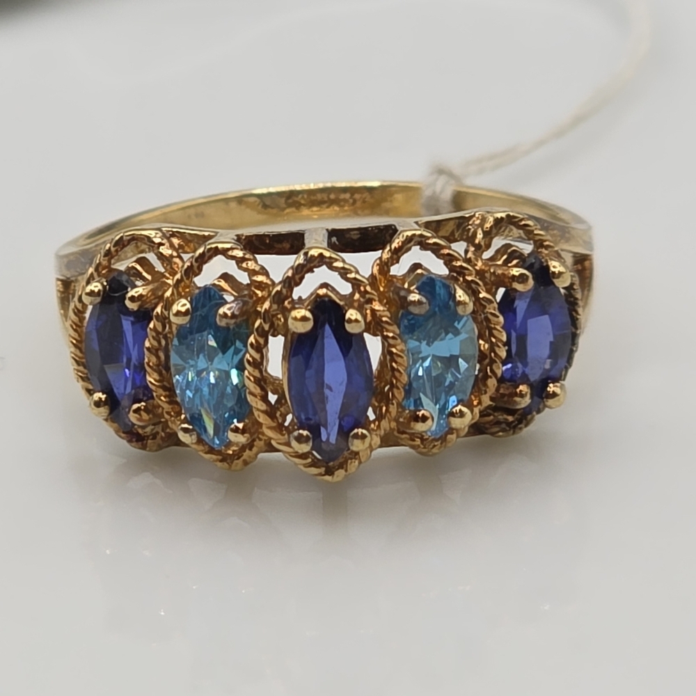 Rare Designer Signed Blue Sapphire And Caribbean Tourmaline Ring